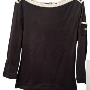 Ralph Lauren Black and Cream Long Sleeve Top